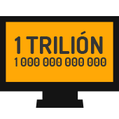 Ikona monitora s číslom 1 trilión 
